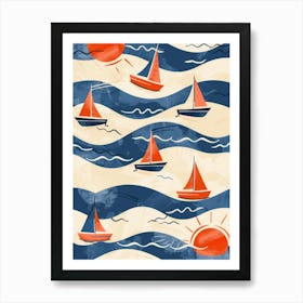 Sailboats In The Sea 2 Art Print