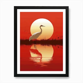 Egret At Sunset Art Print