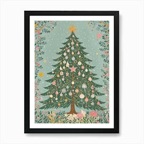 Pastel Christmas Tree no1 Art Print