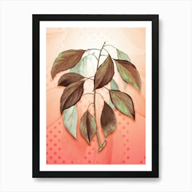 Camphor Tree Vintage Botanical in Peach Fuzz Polka Dot Pattern n.0316 Art Print