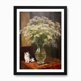 Queen Anne’S Lace With A Cat 4 Art Print
