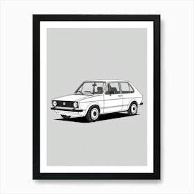 Volkswagen Golf Line Drawing 15 Art Print