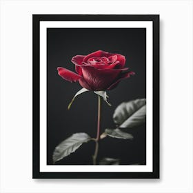 Red Rose On Black Background 17 Art Print