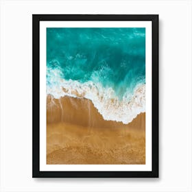 Greece, Seaside, beach and wave #4. Aerial view beach print. Sea foam Art Print