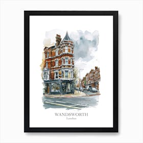 Wandsworth London Borough   Street Watercolour 3 Poster Art Print