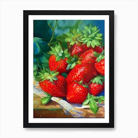 Everbearing Strawberries, Plant, Impressionism Cezanne Art Print