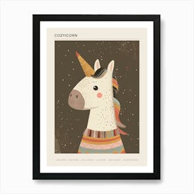 Unicorn In A Knitted Jumper Muted Pastels 1 Poster Art Print