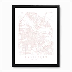 Amsterdam Netherlands Light Pink Minimal Street Map Art Print