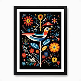 Folk Bird Illustration Magpie 1 Art Print