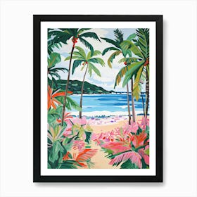 El Yunque Beach, Puerto Rico, Matisse And Rousseau Style 3 Art Print