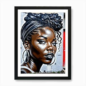 Graffiti Mural Of Beautiful Black Woman 315 Art Print