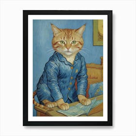 Cat By Van Gogh 1 Art Print