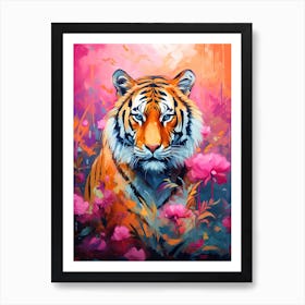 Tiger Art In Color Field Painting Style 4 Art Print