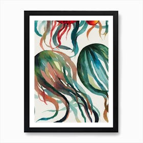 Jellyfish Vintage Graphic Watercolour Art Print