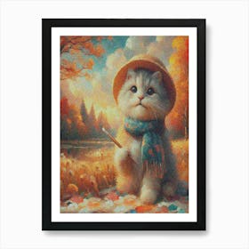 Cat Painting Claud Monet Inspired  Art Print