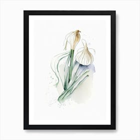 Garlic Herb Minimalist Watercolour 3 Art Print