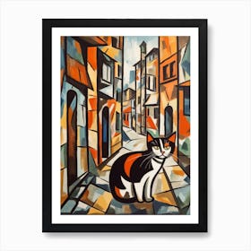 Painting Of Florence With A Cat In The Style Of Cubism, Picasso Style 4 Art Print