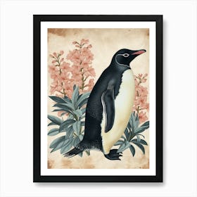 Adlie Penguin Petermann Island Vintage Botanical Painting 1 Art Print