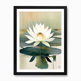 Lotus Flower And Water Symbol Abstract Painting Art Print