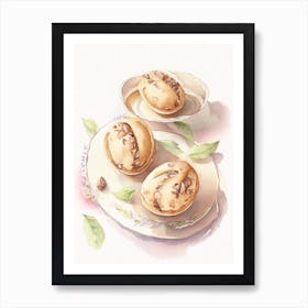 Pecan Tassies Dessert Gouache 1 Flower Art Print