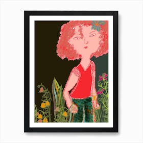 Girl with the red curls Art Print