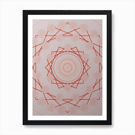 Geometric Abstract Glyph Circle Array in Tomato Red n.0229 Art Print