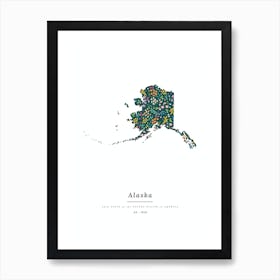 Alaska State | Wildflowers on Juniper Green Art Print