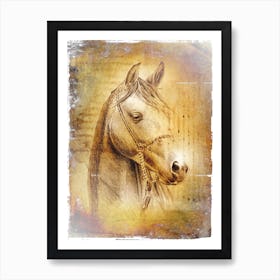 Horse Drawing Art Illustration In A Photomontage Style 31 Art Print