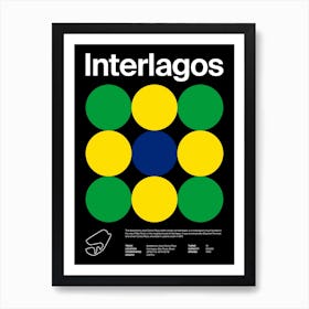 Mid Century Dark Interlagos F1 Art Print