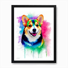 Pembroke Welsh Corgi Rainbow Oil Painting Dog Art Print
