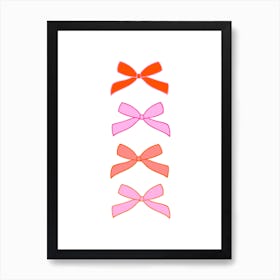 Pink And Orange Bows Art Print