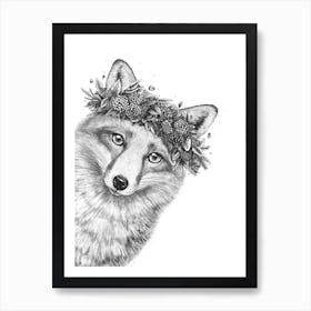 Fox With Wreath Art Print