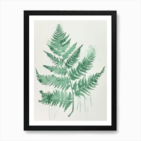 Green Ink Painting Of A Netted Chain Fern 1 Art Print