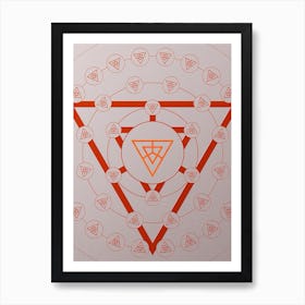 Geometric Abstract Glyph Circle Array in Tomato Red n.0161 Art Print