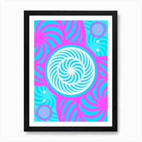 Geometric Glyph in White and Bubblegum Pink and Candy Blue n.0081 Art Print