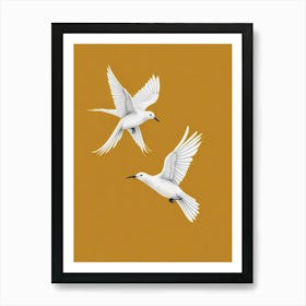 Love Birds On Mustard Background (2) Art Print