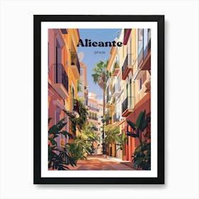 Alicante Spain Streetview Digital Travel Illustration Art Print