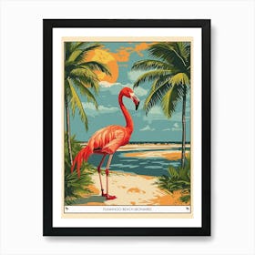 Greater Flamingo Flamingo Beach Bonaire Tropical Illustration 4 Poster Art Print