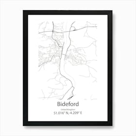 Bideford,United Kingdom Minimalist Map Poster