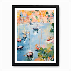 Boats At Bay Art Print