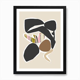 Abstract Botanical 2 Brown Pink  Art Print