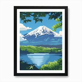 Mount Fuji Japan 3 Colourful Illustration Art Print