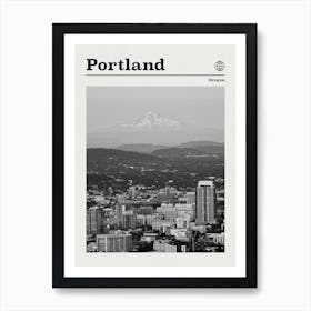 Portland Oregon Black And White Art Print