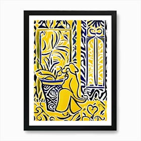 Yellow Dog In A Pot Art Print