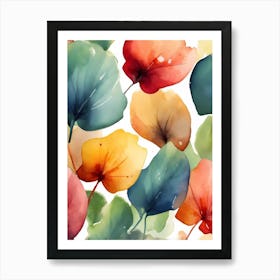 Watercolor Leaves 9 Art Print