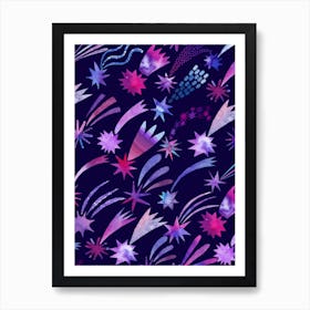 Starry Night — Space Neon Watercolor #7 Art Print