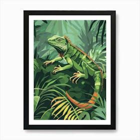 Green Galápagos Land Iguana Abstract Modern Illustration 1 Art Print