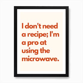 Microwave Pro Kitchen Typography Cream Red Art Print
