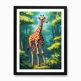 Giraffe In The Forest Art Print