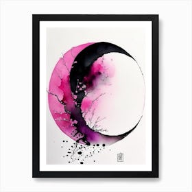 Pink 2 Yin and Yang Japanese Ink Art Print